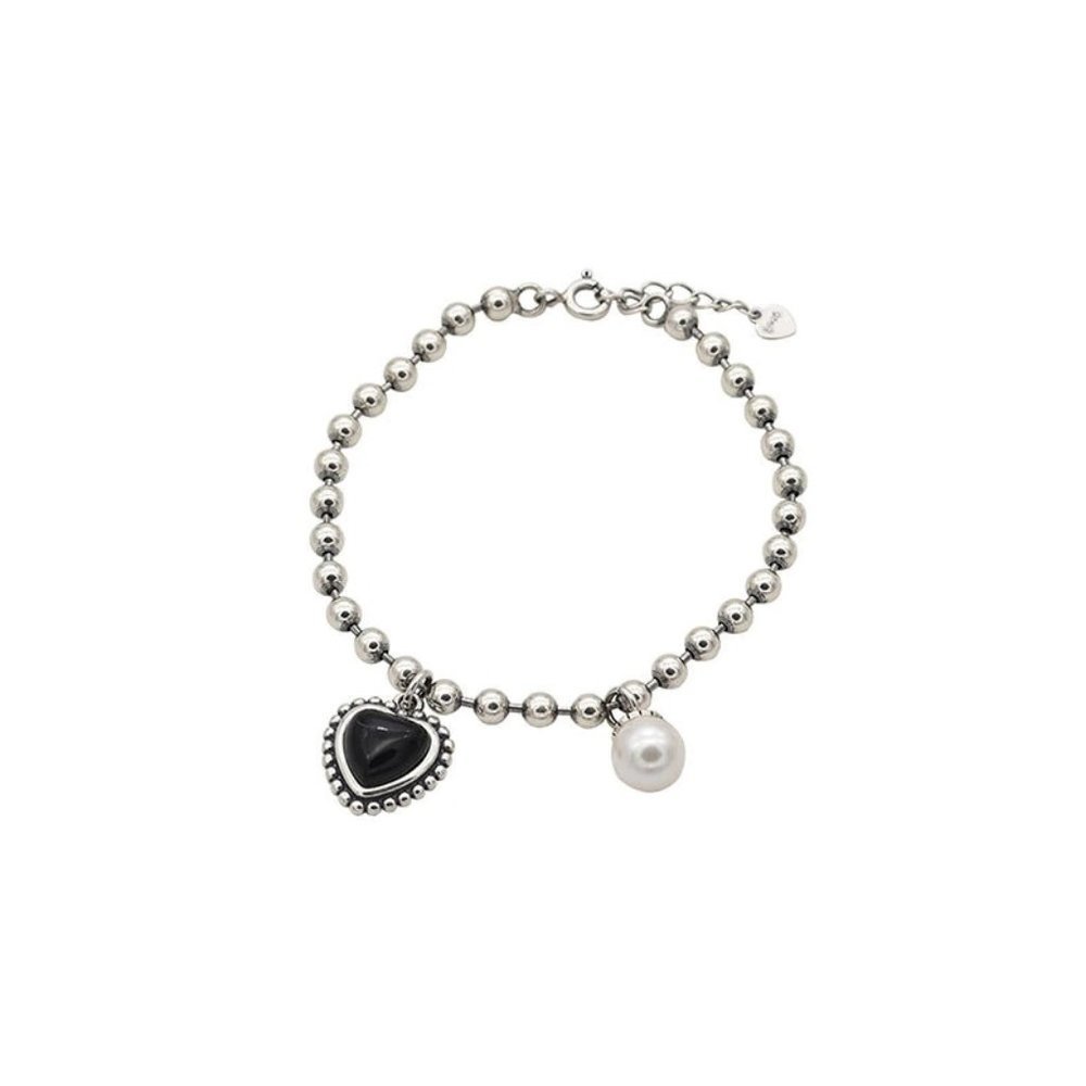 *NEW 925 Sterling Silver Pearl Heart Bracelet - Picture 6 of 6